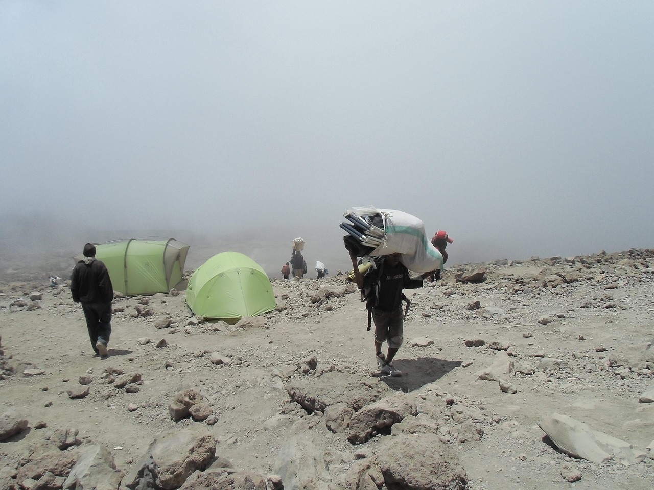 carrier, nature, kilimanjaro, mountain, fog, travel, mist, cloud, hiking