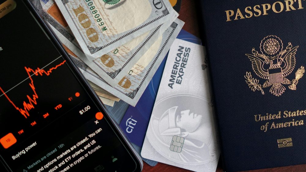Smartphone Cash Credit Cards and Passport