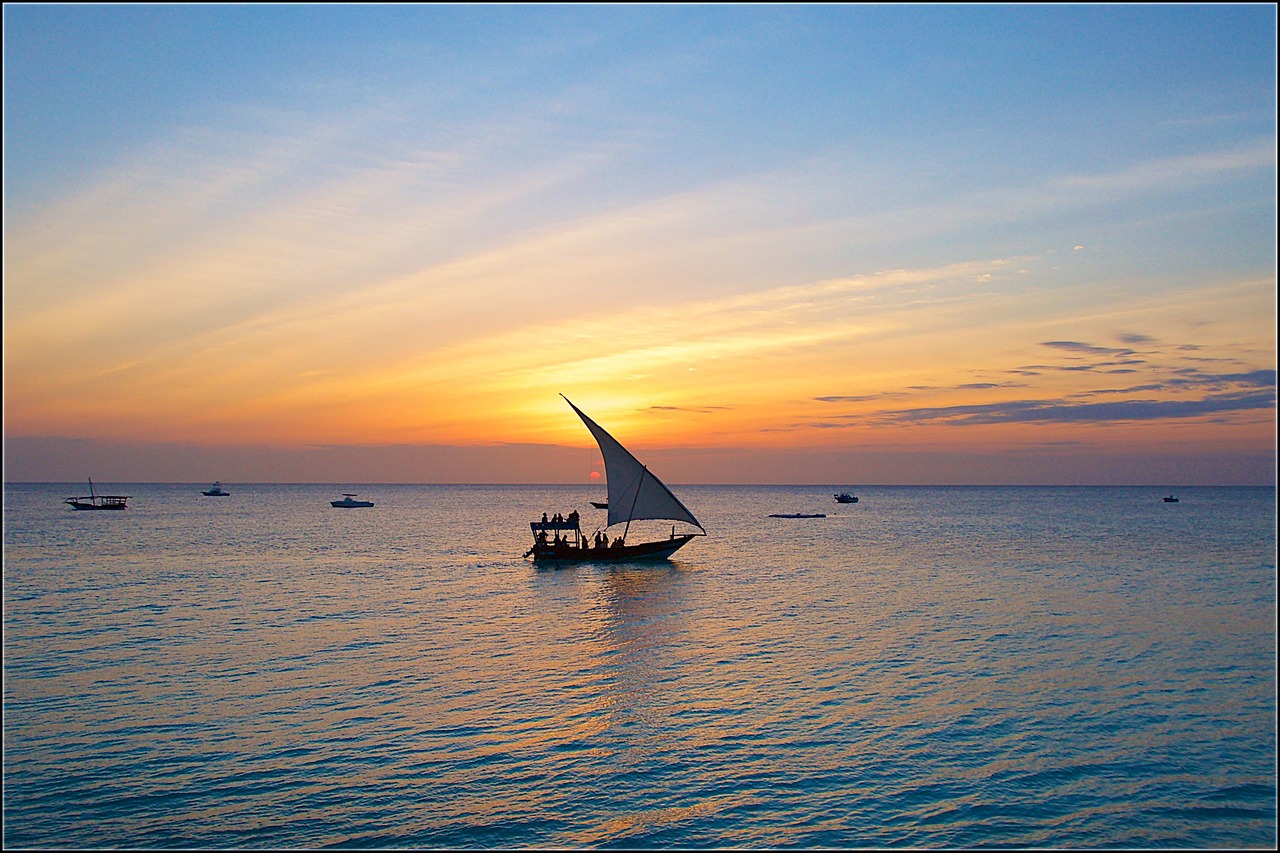 zanzibar, nature, sunset, sail, evening
